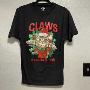 Men's Holiday T-Shirt "Claws is Coming to Town" Size Small